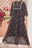 Fashion Elegant Floral Split Joint O Neck Dresses