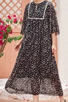 Fashion Elegant Floral Split Joint O Neck Dresses