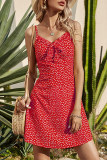Fashion Elegant Print Frenulum Stringy Selvedge V Neck A Line Dresses