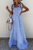 Casual Striped Patchwork Contrast Spaghetti Strap A Line Dresses