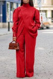 Casual Solid Patchwork Turtleneck Long Sleeve Two Pieces