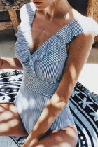 Fashion Simplicity Striped Patchwork Swimwears