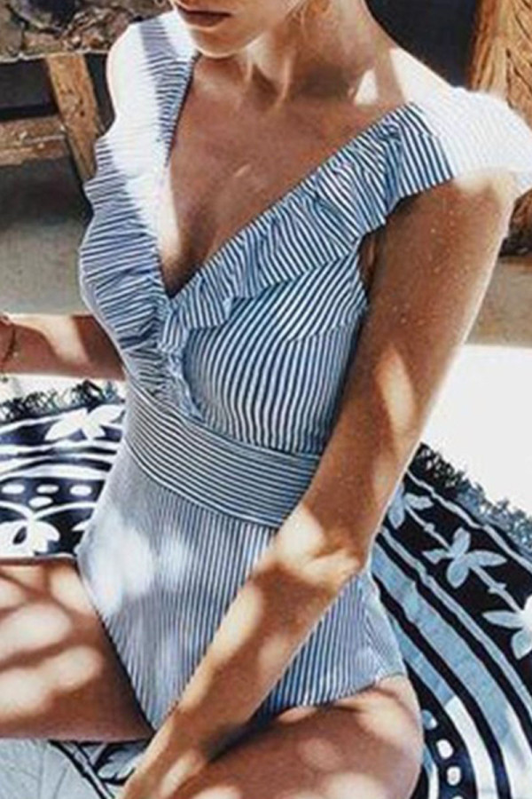 Fashion Simplicity Striped Patchwork Swimwears