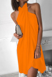 Sexy Solid Bandage O Neck Pencil Skirt Dresses(7 Colors)