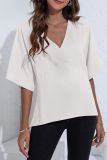 Fashion Elegant Solid Split Joint V Neck Tops