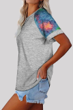 Casual Print Basic O Neck T-Shirts