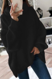Fashion Solid Patchwork Turtleneck Tops