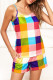 Fashion Simplicity Plaid Split Joint Spaghetti Strap Sleeveless Two Pieces