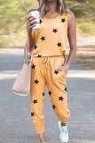 Casual The stars Frenulum O Neck Sleeveless Two Pieces