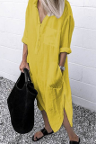 Casual Solid Patchwork Turndown Collar Shirt Dress Dresses