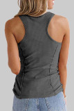 Fashion Sportswear Solid Split Joint U Neck Tops