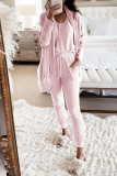 Casual Solid Patchwork O Neck Long Sleeve Two Pieces(9 Colors)