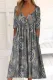 Casual College Print Pocket Buttons O Neck Long Sleeve Dresses