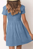 Fashion Casual Solid Split Joint Square Collar Pleated Dresses