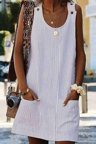 Fashion British Style Striped Patchwork A Line Dresses