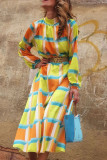 Casual Plaid Print Patchwork Half A Turtleneck Dresses(Without Belt)