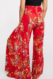 Casual Street Print Fold Loose High Waist Wide Leg Bottoms