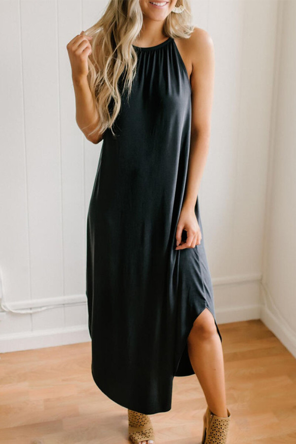 Sexy Sweet Solid Split Joint O Neck Dresses