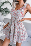 Casual Sweet Floral Strap Design Stringy Selvedge V Neck A Line Dresses