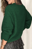 Casual Solid Lace Patchwork Buckle V Neck Tops