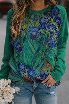 Fashion Casual Print Patchwork O Neck Tops