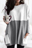 Casual Solid Patchwork Pocket V Neck Tops(4 Colors)