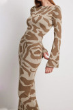Casual Animal Print Contrast O Neck A Line Dresses
