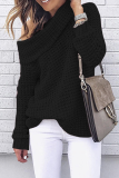 Casual Solid Patchwork Off the Shoulder Tops Sweater