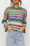 Fashion Street Striped Patchwork O Neck Tops