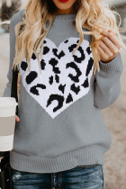 Casual Print Patchwork O Neck Tops Sweater