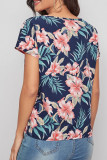 Fashion Casual Print Split Joint V Neck Tops