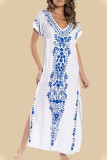 Fashion Vacation Print Split Joint Swimwears Cover Up
