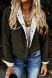 Solid Patchwork Solid Color Turndown Collar Outerwear