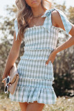 Fashion Street Plaid Split Joint Spaghetti Strap Princess Dresses