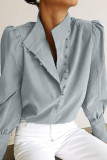 Fashion Street Solid Patchwork Mandarin Collar Tops