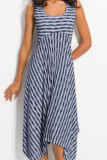 Fashion Street Striped Split Joint U Neck A Line Dresses