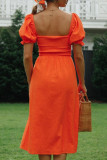 Fashion Casual Solid Slit Square Collar Dresses
