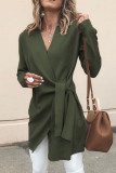 Casual Solid Patchwork V Neck Outerwear(4 Colors)