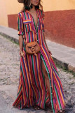 Fashion Sweet Striped Turndown Collar Shirt Dress Dresses