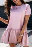 Fashion Casual Solid Patchwork O Neck Princess Dresses