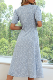 Fashion Elegant Floral Buckle Slit V Neck A Line Dresses