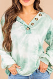 Fashion Sweet Adult Print Tie-dye V Neck Tops