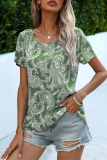 Casual Print Basic O Neck T-Shirts