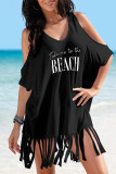 Fashion Vacation Letter Tassel Swimwears Cover Up