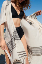 Fashion Vacation Striped Split Joint Swimwears Cover Up
