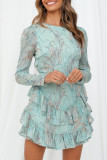 Fashion Casual Print Backless O Neck A Line Dresses