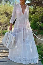 Fashion Vacation Solid See-through Swimwears Cover Up