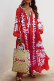 Casual Vacation Print V Neck Strapless Dress Dresses