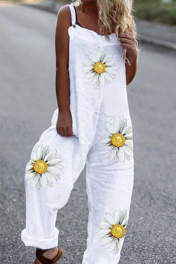 Casual Print Patchwork Loose Jumpsuits(4 Colors)