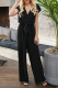 Casual Solid With Belt V Neck Straight Jumpsuits